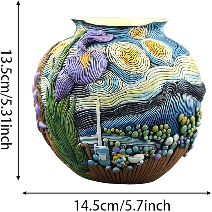 TOZLU Picasso Brutalist Beauty Face Flower Pot Ornaments Flower Pots Head Planter Pots Container Colorful Face Art Resin Flower Pot (Starry Night Flower Pot)