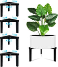 4 Pcs Three Legs Adjustable Metal Plant Stand for 5"-10" Plant Pot – Indoor & Outdoor (Black, 4 Pack)