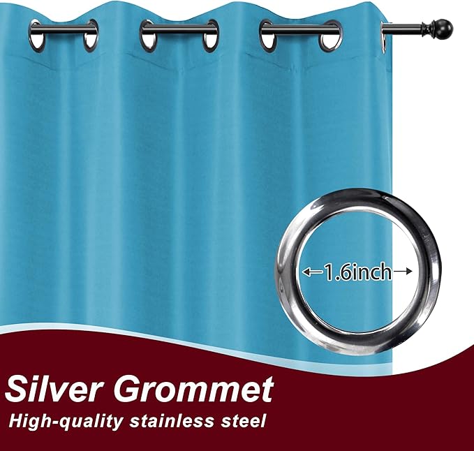 HolidayIdeas Grommet Outdoor Curtains for Patio Waterproof 8 Pcs All Weather Balcony Outside Curtains for Apartments, Gazebo, Pergolas, Porch, 54x95 Inch, Teal