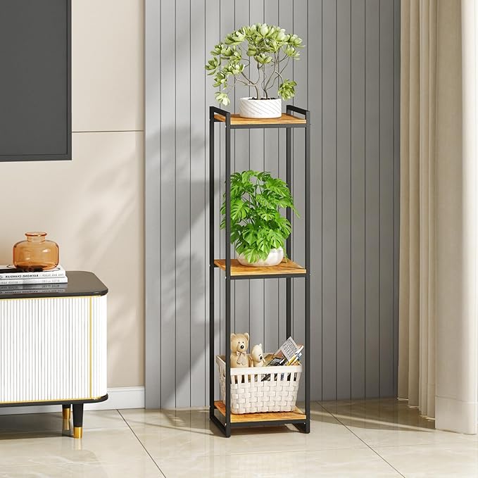 3-Tier Plant Stand Indoor, 45" Tall Modern Plant Shelf Corner Flower Pot Holder Organizer for Living Room Balcony Garden, Rustic Brown