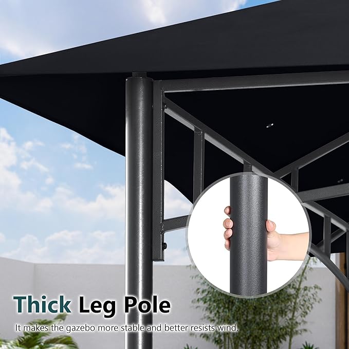 MASTERCANOPY Outdoor Garden Gazebo for Patios with Stable Steel Frame and Netting Walls (9x9,Black)