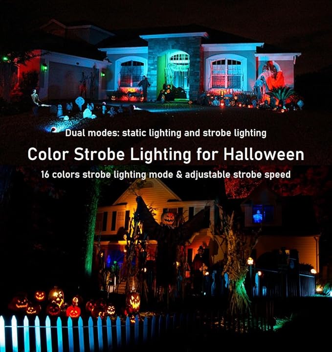 TOVEENEN 25W Color LED Outdoor Landscape Spotlight - Waterproof RGB Spot Lights for Yard Tree House Halloween Christmas, Dual Mode, 120V 25W