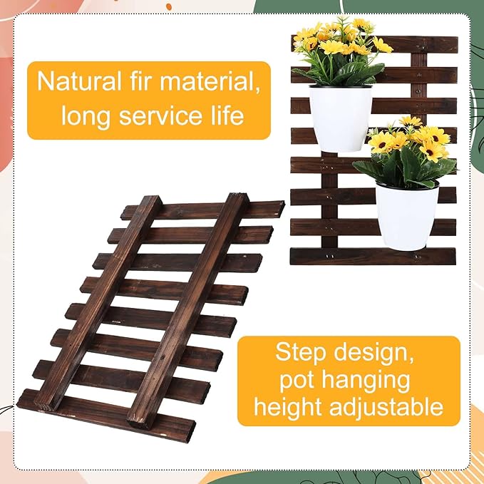Weysat 4 Pcs Wall Planter Wooden Orchid Hanging Planter for Indoor Plants Wall Mount Planter Stand Frame Display Air Plant Holders Outdoor Vertical Rack Wall Decoration for Garden (11 x 16 in)