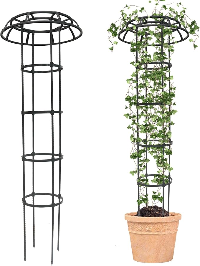 Garden Trellis for Climbing Plants Outdoor, 65 Inch Mushroom Top Trellis for Climbing Plants, Plant Trellis Support for Potted Plants Climbing Vine Rose Clematis Vegetable Trellis, 1 Pack