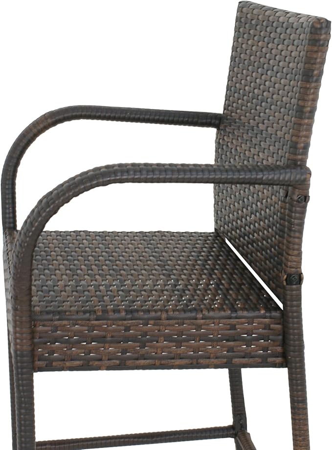 SUPER DEAL Upgraded Wicker Bar Stool Chairs Outdoor Backyard Rattan Chair w/Iron Frame, Armrest and Footrest (2)