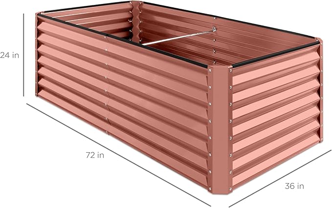 Best Choice Products 6x3x2ft Outdoor Metal Raised Garden Bed, Deep Root Box Planter for Vegetables, Flowers, Herbs, 269 Gallon Capacity, 100% Non Toxic Materials - Terracotta