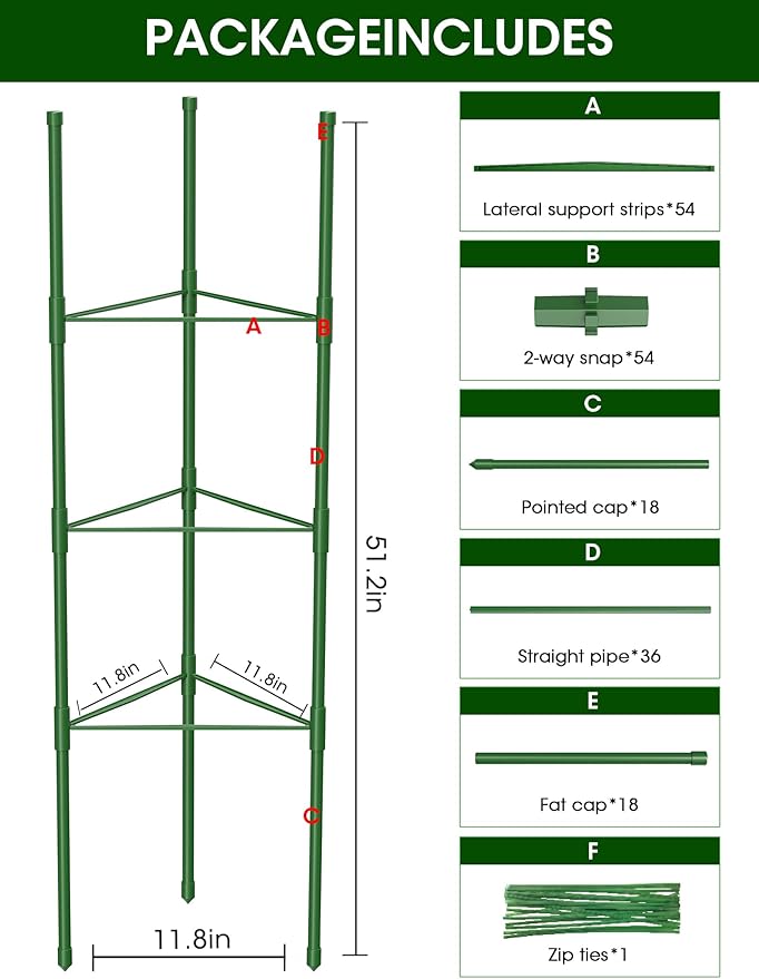 Tomato Cage for Garden,6 Pack Tomato Trellis for Raised Garden Bed Height Adjustable Up to 51.2inch Tomato Plant Support Stakes for Climbing Plants Vegetables Fruits Flowers（Extra Bold）
