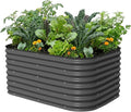 Vego garden 26" Extra Tall Raised Garden Bed Kits, 6 in 1 Modular Raised Planter Box for Vegetables Flowers Fruits Oval Metal Raised Garden-Modern Gray