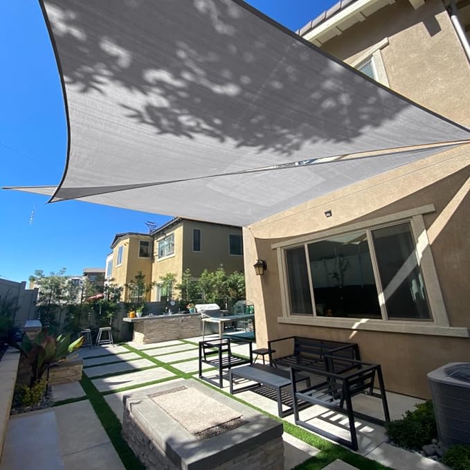 SUNLAX Sun Shade Sail 8' x 16' x 17.9' Silver Rectangle Canopy Sail Shade Cover UV Block Permeable Sunshade Outdoor for Patio Backyard Deck Pergola (We Make Custom Size)
