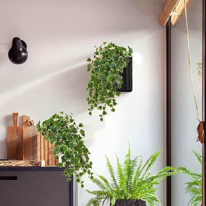 Hollyone 2pcs Artificial Hanging Plants 24" Fake Ivy Vine Faux Ivy Leaves Hanging Plant Greenery for Wall House Room Patio Indoor Outdoor Home Shelf Office Wedding Decor, UV Resistant
