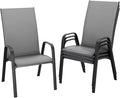 JEAREY Patio Dining Chairs Set of 4, Outdoor Stackable Dining Furniture Set, All Weather Dining Set for Lawn, Garden, Backyard, Poolside, Deep Gray