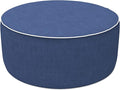 LVTXIII Outdoor/Indoor Inflatable Ottoman, All Weather Water-Repellent Round Footrest Stool with Handle, D21”x H9” Portable Pouf for Patio Garden Camping or Home-Navy Textured