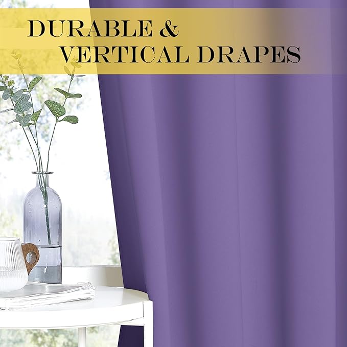 NICETOWN Sliding Door Window Treatment Blackout Patio Door Curtain Panels, Privacy Thermal Drapes for Bedroom Living Room Department with Grommet Top (Lilac Purple, W66 x L110)