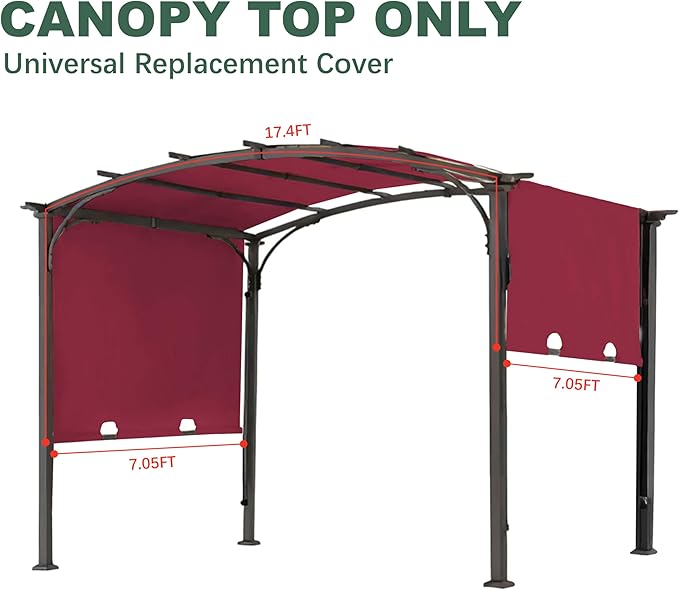 85''x 208'' Universal Doubleton Steel Pergola Replacement Cover for Pergola L-PG080PST, (Burgundy)