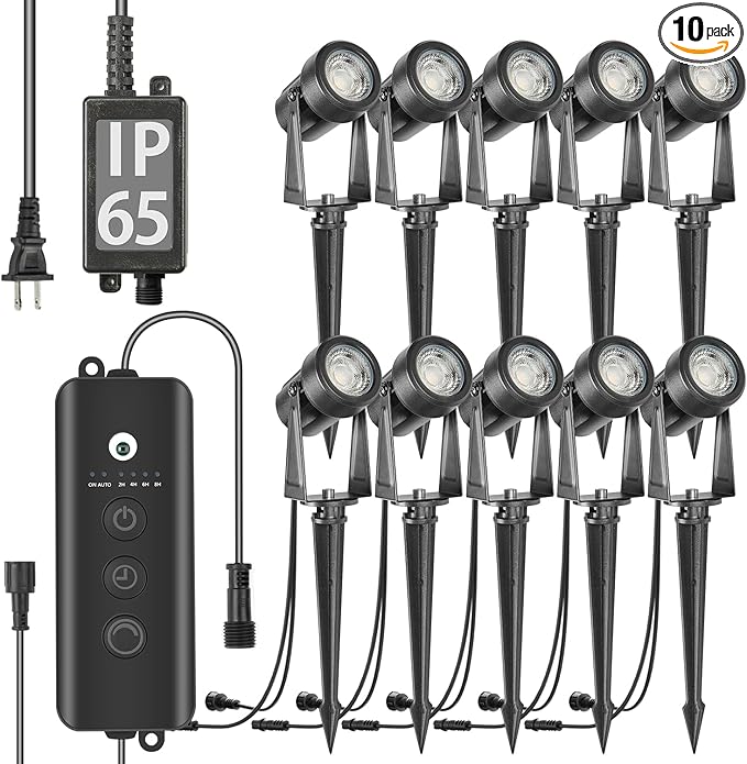 SUNTHIN Outdoor Landscape Lighting with Dusk to Dawn Sensor Controller, 10 Pack