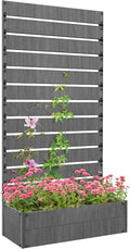 Outsunny Raised Garden Bed with Trellis for Climbing Plants, Planter Box with Self Draining Gap, Freestanding Trellis Planter for Outdoor, Patio, Deck, 35.75" x 15" x 70.75", Dark Gray