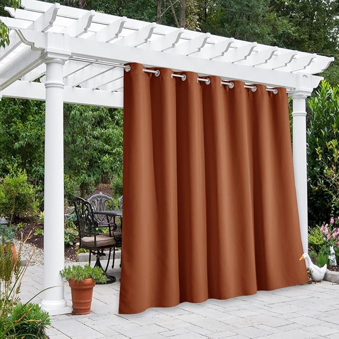 NICETOWN Outdoor Curtain for Patio Waterproof, Thermal Insulated Rustproof Decor Grommet Privacy Living Divider Curtain/Drape for Gazebo, Mecca Red, 1 Panel, 100" W by 108" L