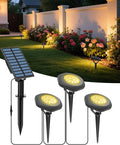 CORESLUX Solar Spot Lights Outdoor Waterproof IP68, 3-in-1 LED Warm Light Solar Landscape Lights, 2 Light Modes Landscape Path Lights for Outside Garden Yard Pond Pathway