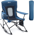 Portal Outdoor Rocking Chair Camping Folding Portable Rocker with Cup Holder Side Pocket Carry Bag, Support 350LBS (Mesh Blue)