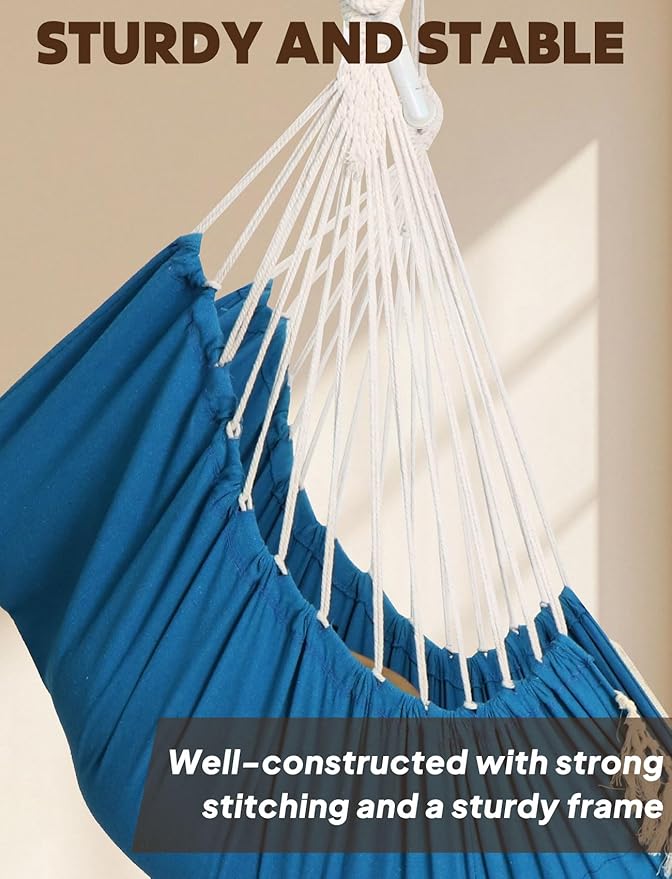 Chihee Hammock Chair Hanging Swing Max 500 Lbs 2 Cushions Included Metal Spreader Bar with Anti-Slip Grooves Portable Hanging Chair Side Pocket Large Macrame Bohemian Chair Indoor Outdoor