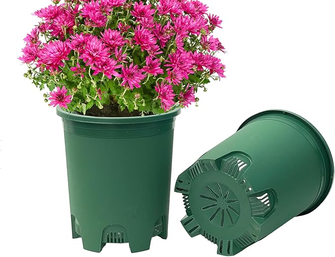 5 Gallon 10-Pack Green Nursery Pot Black Plastic Planters with Drainage for Outdoor Indoor Large Plants Trees