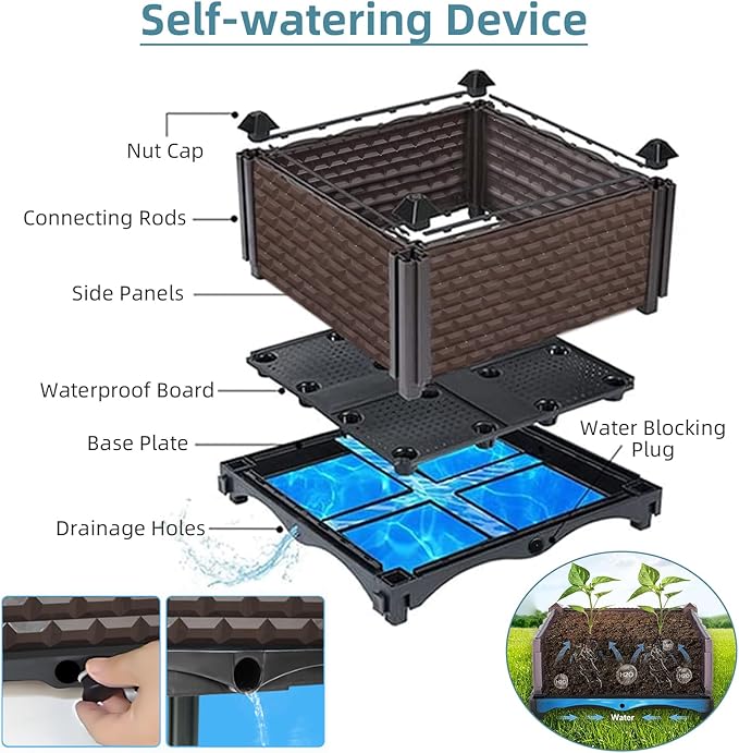 Large Planters for Outdoor Plants - Deepened 20" H, Raised Beds for Gardening Self Watering, Elevated Planter Box with Legs, Rectangular Garden Planters for Outdoor Plants Flowers, 62.9"L x 15.7"W