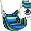 Halalona Hammock Chair Hanging Hammock Chair Rope Swing 2 Cushions Included-Sturdy & Durable Soft Cotton Hand Woven Hammock Swing for Bedroom, Porch, Patio-Indoor/Outdoor