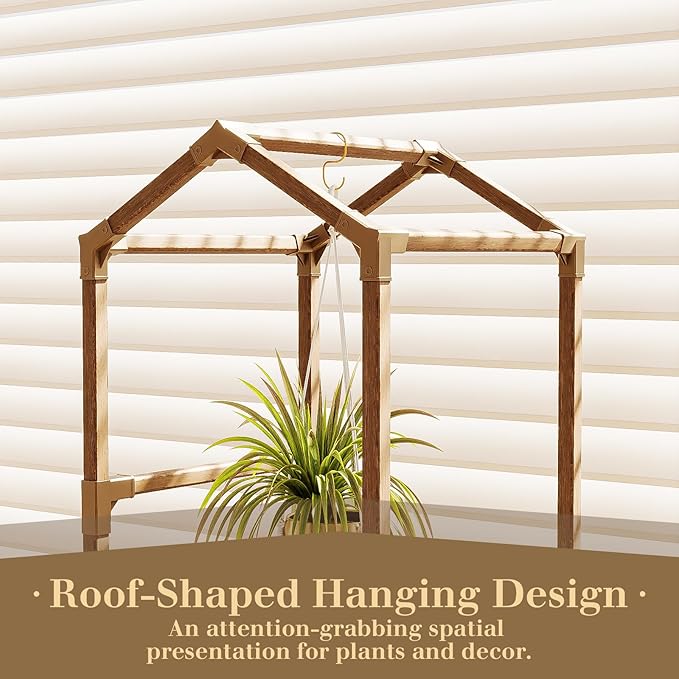 Bamworld Tall Plant Stand Indoor Outdoor Corner Plant Shelf Hanging Plant Holder Wood Flower Stand Plant Decor for Living Room Garden Balcony Patio