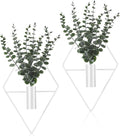 Jexine 4 Pcs Hanging Planters with Artificial Eucalyptus Metal Hanging Vase Indoor Plants Holder Modern Geometric Boho Bathroom Wall Decor for Living Room Home Office (Eucalyptus,White)