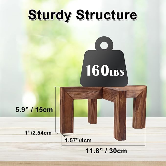 Plant Stand, Indoor/Outdoor Wood Plant Holder, Single Flower Pot Stand, Sturdy Planter Stands, Fit 5-15 Inch Pots