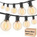 RTTY Dense-Glow Outdoor String Lights 50ft, G40 Led Patio Globe Lights with 26pcs Plastic Bulbs, Shatterproof Waterproof Connectable Hanging for Porch Cafe Bistro Backyard Gazebo Balcony Deck Party