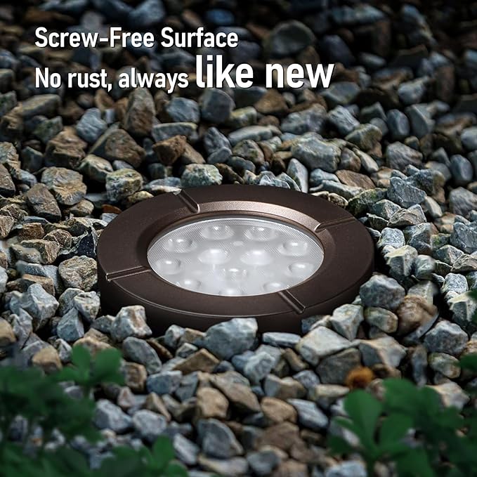 LEONLITE Dia. 4 Inch 5CCT Well Lights Landscape LED In Ground, 5 Color Temperature Selectable, 12-24V AC/DC CRI90 Low Voltage Outdoor Garden Landscaping, Aluminum Housing, Oil Rubbed Bronze, Pack of 6