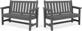 SERWALL Outdoor Bench, HDPE Outdoor Benches Weatherproof, 2-Person Garden Bench with 660 lbs Weight Capacity, Patio Benches for Outdoors, Garden, Porch, Backyard and Park, Grey, 2 Pack
