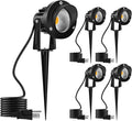 Romwish 120V LED Landscape Spotlights, 10W Outdoor Spotlights for Yard, 3000K Warm White, 120V AC Spot Light with Ground Spike, Waterproof Landscape Lighting for House Garden Lawn Decorative - 4 Pack
