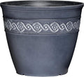 Classic Home and Garden Corinthian Resin Planter Pot - Outdoor & Indoor Plant Pot - Round Planter for Plants & Flowers (13" Storm Gray, Pack of 1)