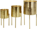 Deco 79 Metal Indoor Outdoor Planter Large Planter Pot with Removable Stand, Set of 3 Planters 18", 14", 12"H, Gold