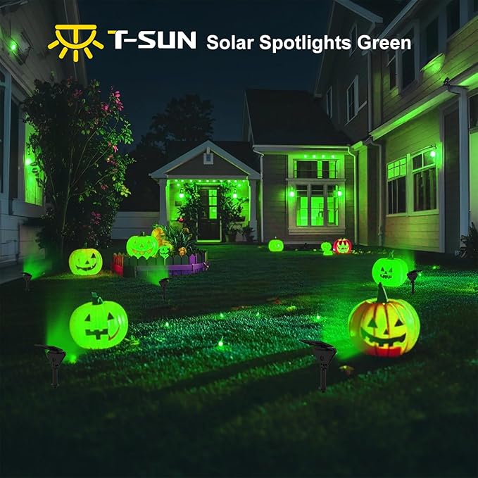 T-SUN Solar Lights Outdoor Waterproof IP65, 6Pack LED Solar Spot Lights Color Changing IP65 Waterproof Smart Auto On/Off for Outside Landscape Garden Yard Lawn Pathway Patio Driveway