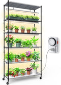 Barrina CX6 Plant Stand with Grow Lights, 3FT T8 30W(Per Light) Full Spectrum Yellow LED Plant Lights, Indoor Plant Shelf for Multiple Plants with On/Off Timer Socket, 6-Tier 35.4"x13.8"x70.9"
