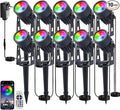 Smart RGB Low Voltage LED Spotlights, APP & Remote Control,Synchronous Dimming Lighting System, IP65 Waterproof,16 Million Colors for Outdoor Landscape,Yard,Garden,Holiday Decoration (10 Pack)