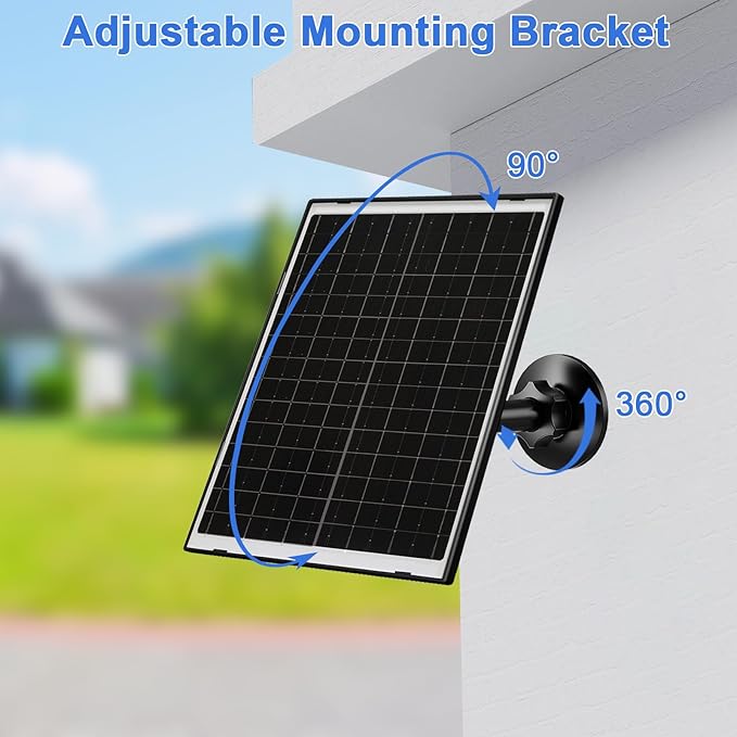 Zivif Solar Panel Charger for Arlo Essential 2K (2nd Gen), Essential XL & Spotlight Cameras – USB-C & Micro USB, IP66 Waterproof, 360° Adjustable Mount, 7.2ft Cable
