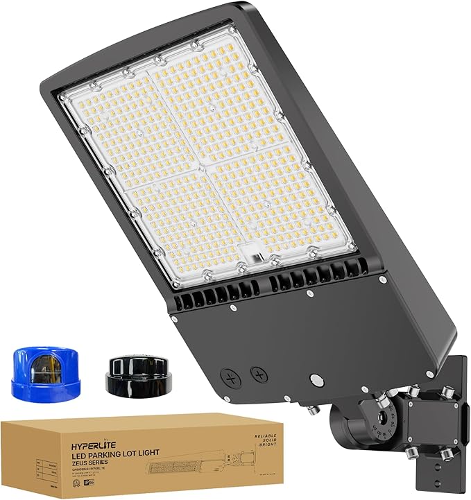 HYPERLITE Led Parking Lot Lights Outdoor 300W - UL Listed Arm & Slip Fitter 2 in 1 Wall Mount LED Flood Light - 45000lm 5000K Parking Lot Lights Commercial for Yard Street Court Driveways Stadium