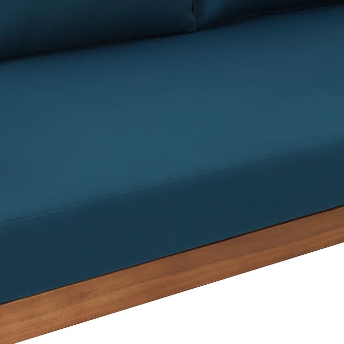 Claremont Outdoor 3 Seater Daybed with Cushions - Acacia Wood - Teak/Dark Teal