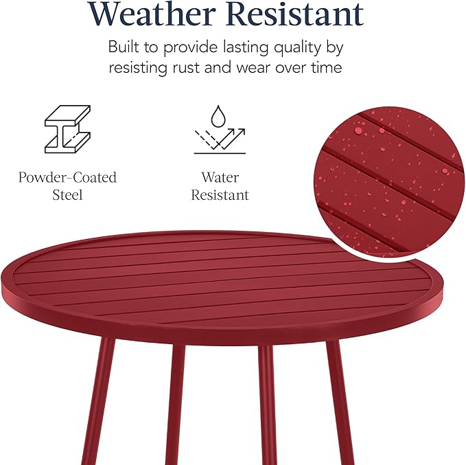 Best Choice Products 3-Piece Patio Dining Set, Bar Height, Outdoor Bistro Set, Outdoor Round Bar Table w/ 2 Bar Stools, Steel - Red