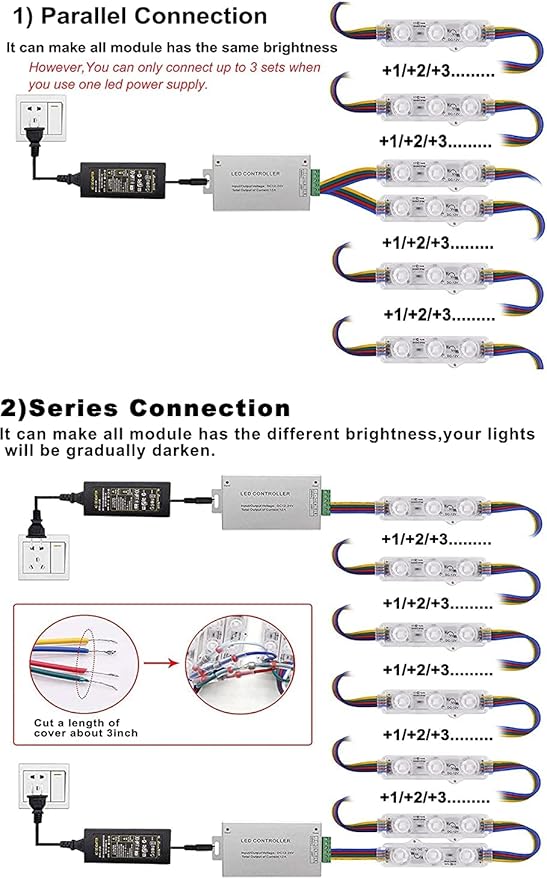 LED Window Lights Storefront Lights for Business Upgraded LED Modules Waterproof Store Decorative Light for Advertising Letter Signs Lightbox RGB 120 Pieces 3 LED Strip Light 60 FT
