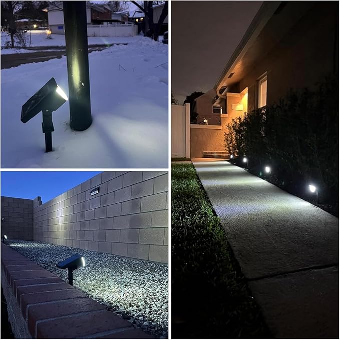 Solar Lights Outdoor Waterproof IP65, Solar Powered 76 LED 3 Lighting Modes Solar Spot Lights Outdoor for Yard Garden Landscape Pathway (White, 6 Pack)