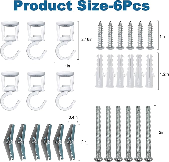 ONIKK Ceiling Hooks for Hanging Plants (6 PCS White), Heavy Duty Metal Plant Hooks, Screw in Hooks for Hanging Birdfeeders, Lamps, Planters, Indoor Outdoor Wall Baskets Hooks up to 33 lbs