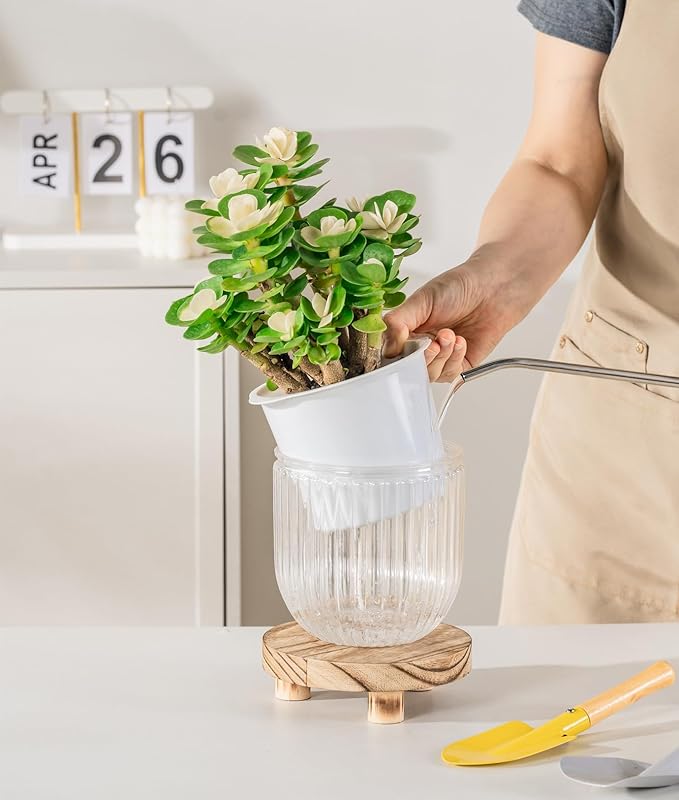 Melphoe Self Watering Pots for Indoor Plants Planter, 5.3 Inch 2 Pack Planters Self Watering Plant Pots for Flower, Houseplants, Succulent, African Violets and Cactus with Drainage