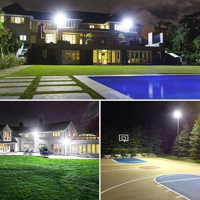 2pack 400W LED Flood Lights Outdoor, 5000K Daylight White 50000LM Super Bright LED Arena Lights 100-277V IP66 Waterproof Commercial Lighting for Sports, Fields, Stadiums