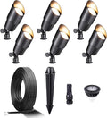 Gardenreet Black Brass Low Voltage Landscape Spotlights(6-Pack) Kit 12V LED with 100 Feet Wire and 30Pack Connectors for Outdoor Yard Garden Patio Without Transformer
