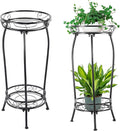 2-Pack Plant Stand Indoor Outdoor,Tall Black Metal Rustproof Stable Plant Stands,2 Tier 27.1 inch Multiple Plant Rack for Planter Corner Garden Living Room & Garden
